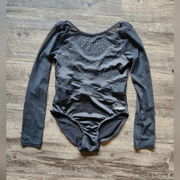 Justice Gymnastics Sheer Long Sleeved Leotard Bodysuit - Picture 1 of 4